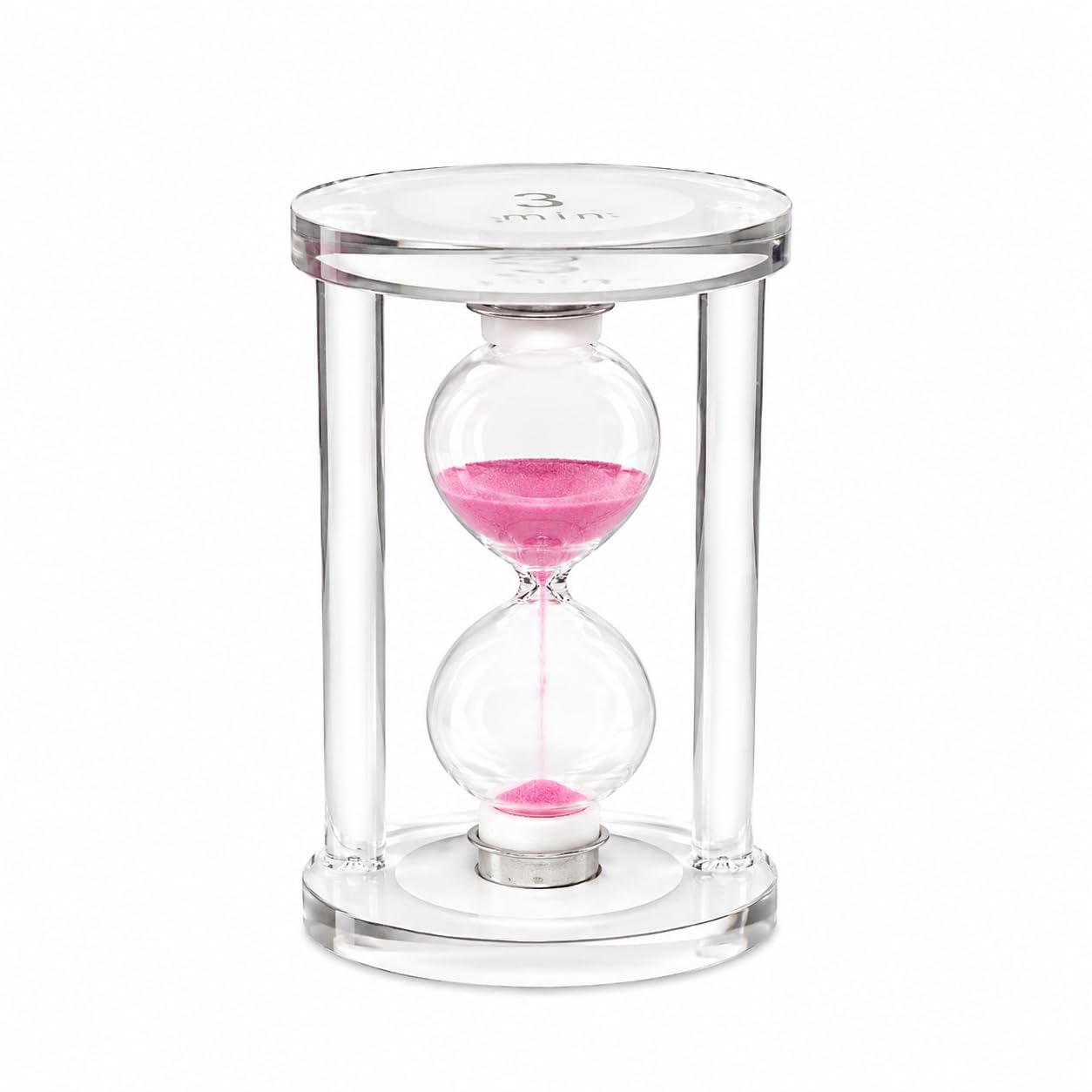 3 Minute Sand Timer Hourglass | Decorative Glass Sand Clock with Acrylic Stand Sand Timer for Home Office Desk Decor, Study, Games & Gifts