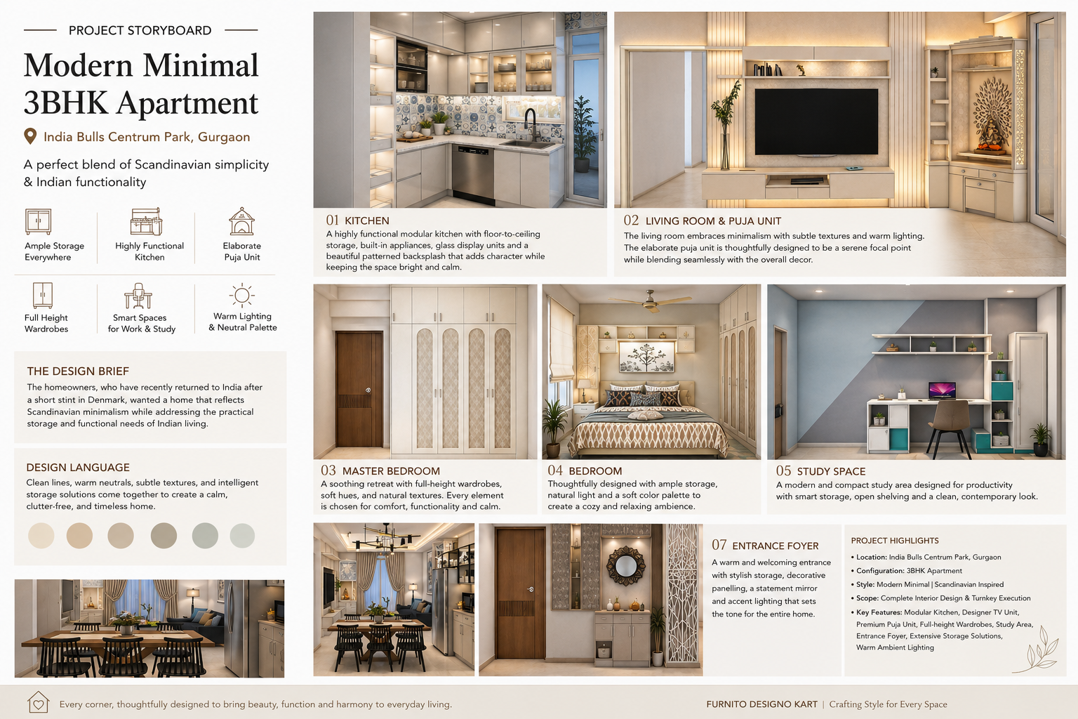Modern Minimal 3BHK Apartment | India Bulls Centrum Park, Gurgaon