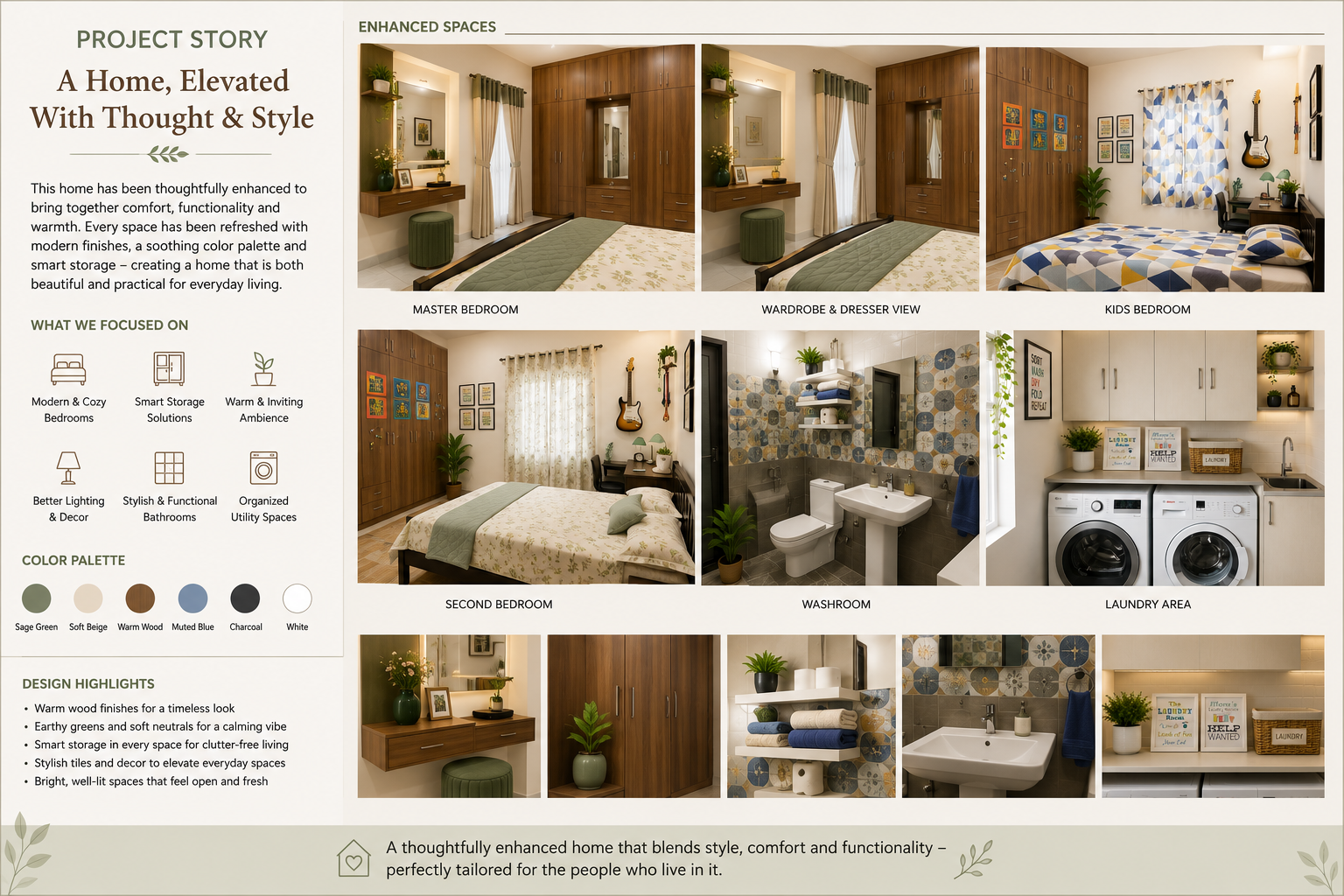 Contemporary 3BHK Apartment Renovation at Sena Vihar, Bangalore